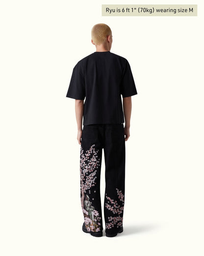 Blossom Black Denim